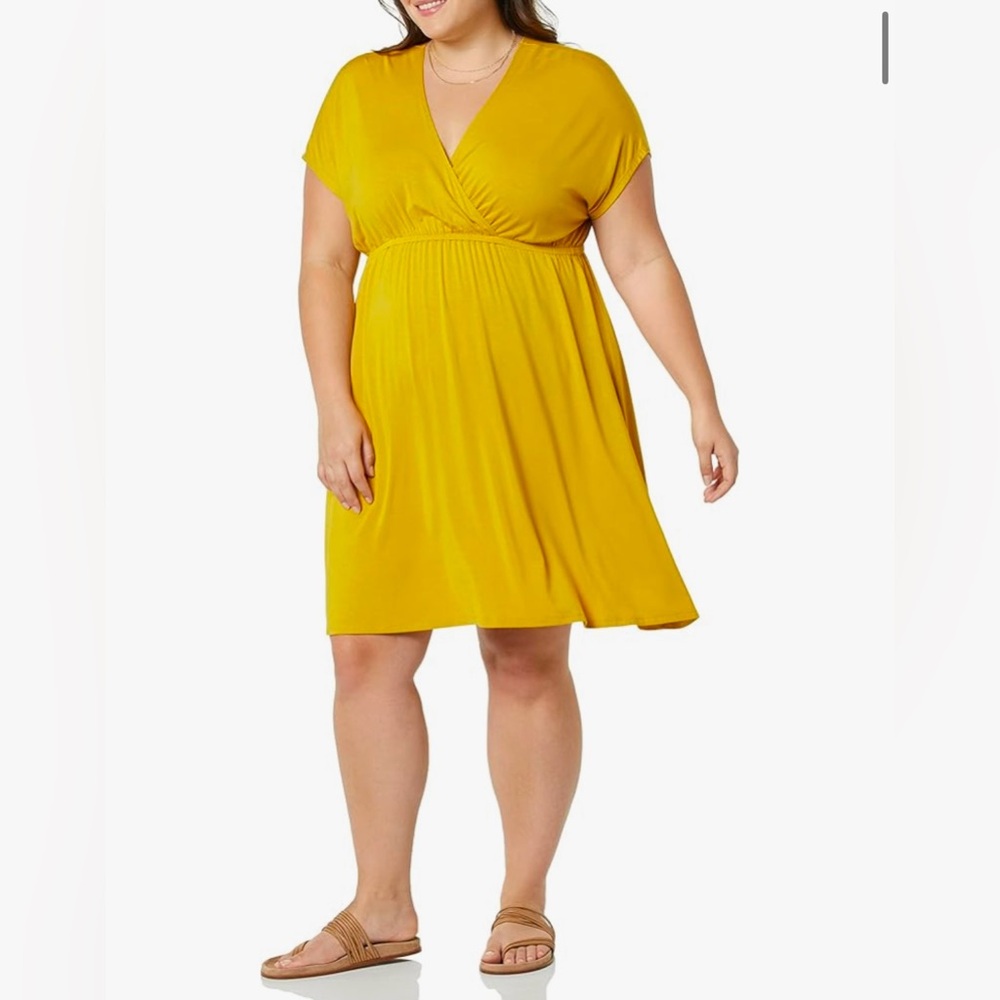 Amazon Essentials Women's Yellow 2X Surplice Dress